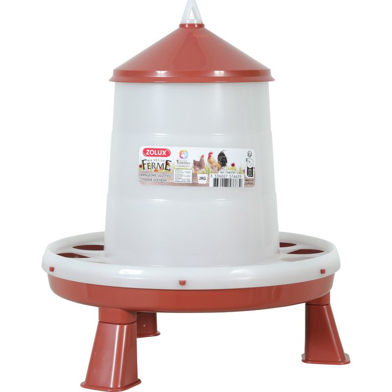 zolux - Mangeoire silo en plastique avec pieds, capacité 2 kg,  basse