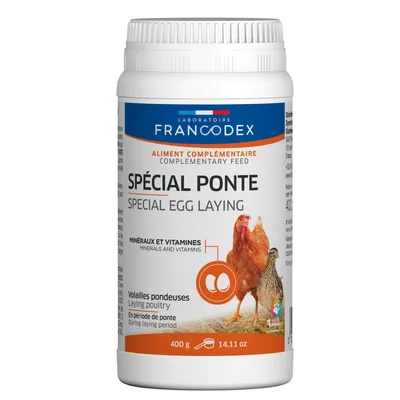 Complément minéral spécial ponte pour poules pondeuses et volailles, pot 40