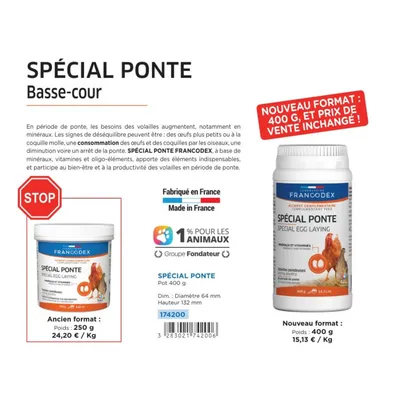 Spécial ponte, pot de 400 g pour poule pondeuse