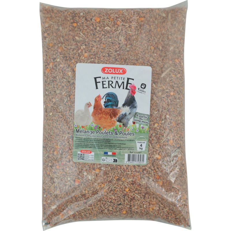 zolux - Aliment composé Mélange poulets et poules 4 kg basse cour