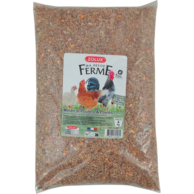 zolux - Aliment composé Mélange poulets et poules 4 kg basse cour