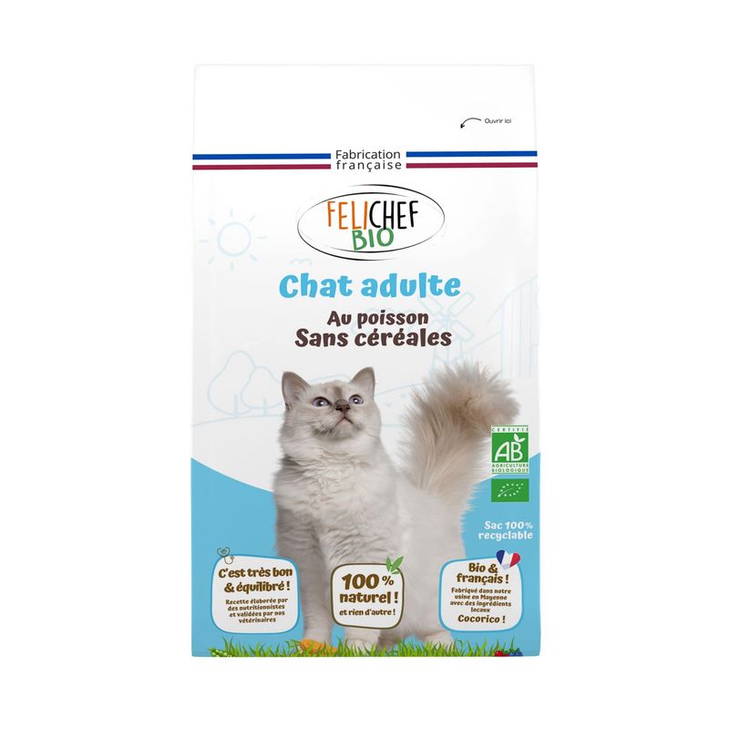Felichef - Croquettes BIO au poisson Sans Céréales poir Chat stérilisé