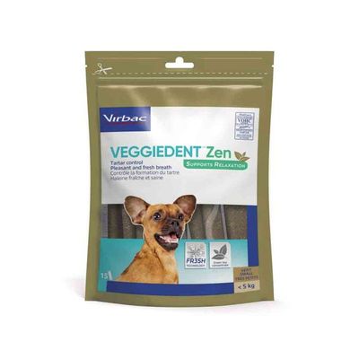 VIRBAC - Friandises   chiens de -5 kg - VEGGIEDENT ZEN XS 15 lamelles