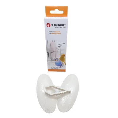 Flamingo - 2 Os de seiche blanc 11 cm avec support  pour oiseaux