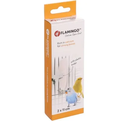 Flamingo - 2 Os de seiche blanc 11 cm avec support  pour oiseaux