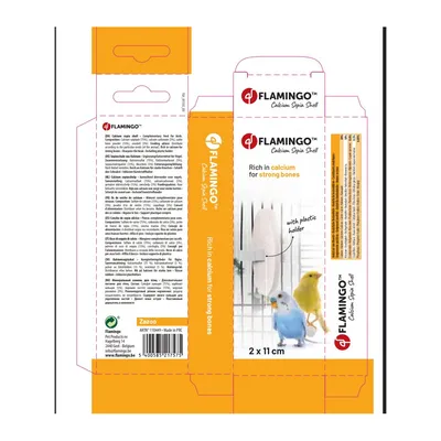 Flamingo - 2 Os de seiche blanc 11 cm avec support  pour oiseaux