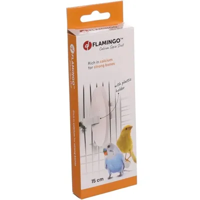 Flamingo - Un Os de seiche blanc  15 cm avec support pour oiseaux