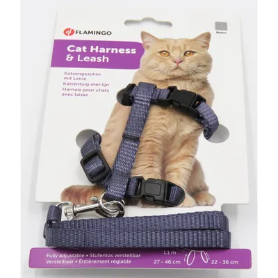 Harnais et laisse 1,10 m pour chat réglable granite – nylon respirant Harnais et laisse 1,10 m pour chat réglable granite – nylon respirant