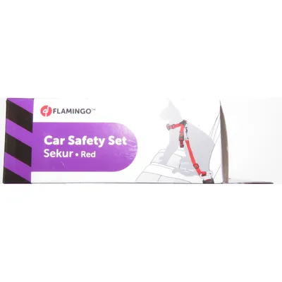 Flamingo - Harnais de Sécurité voiture + laisse Rouge 15 mm pour Chat