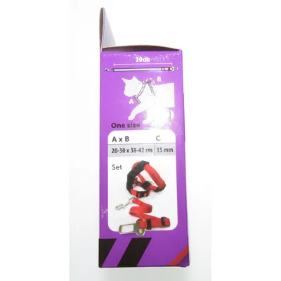 Flamingo - Harnais de Sécurité voiture + laisse Rouge 15 mm pour Chat