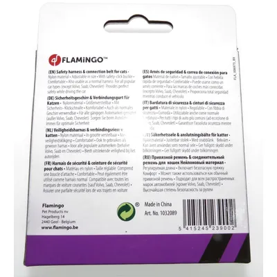 Flamingo - Harnais de Sécurité voiture + laisse Rouge 15 mm pour Chat