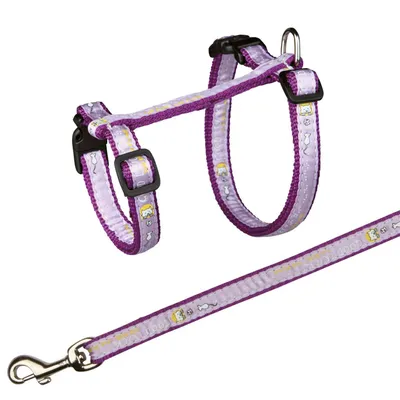 Harnais XXL avec laisse pour grand chat 34-57 cm/13 mm couleur aléatoire