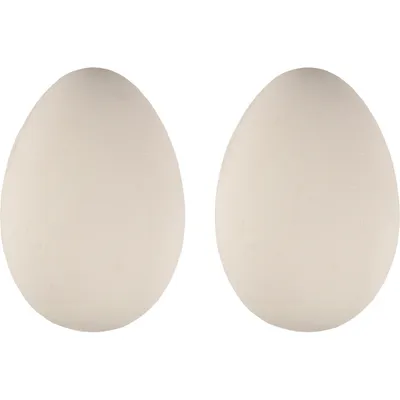 2 Œuf factice en plâtre couleur blanc pour poule
