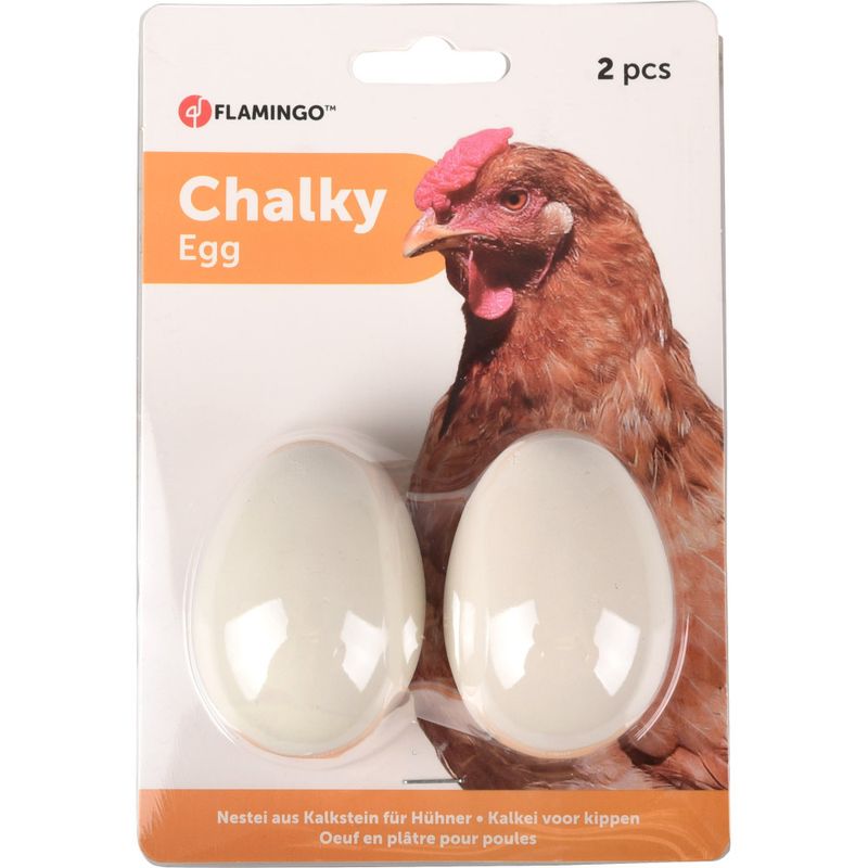 Flamingo - 2 Œuf factice en plâtre couleur blanc pour poule