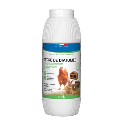 Terre de Diatomée 450 g  Poudre Asséchante et Absorbante pour POULE et RONG