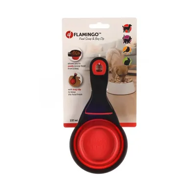 Flamingo - Pelle à nourriture de 237ml, 2 en 1 clip pour refermer les sacs