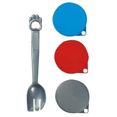 Flamingo - 3 couvercles alimentaire pour boite ø 7,5 cm et cuillère pour ch