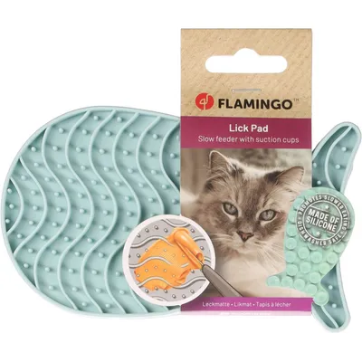 Flamingo - Tapis à lécher Martha poisson vert en silicone pour chat Flamingo - Tapis à lécher Martha poisson vert en silicone pour chat