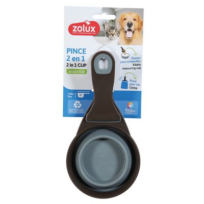 Pince 2 en 1 doseur silicone M  237 ml gris pour chat et chien