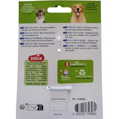 zolux - Pince 2 en 1 doseur silicone M  237 ml gris pour chat et chien