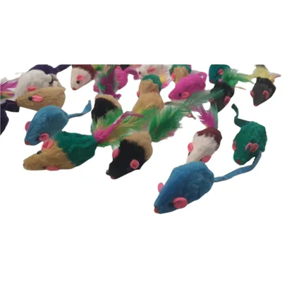 animallparadise - 24  souris en fourrure. jouet pour chat. multi couleur .