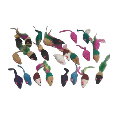 animallparadise - 24  souris en fourrure. jouet pour chat. multi couleur .