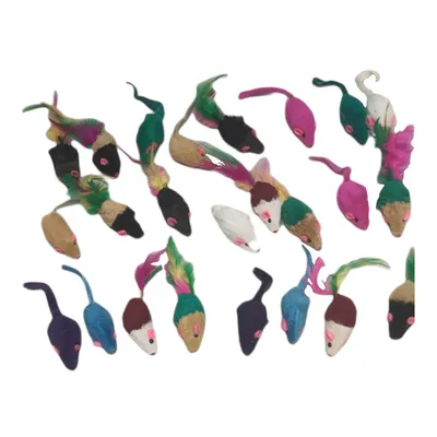 animallparadise - 24  souris en fourrure. jouet pour chat. multi couleur .