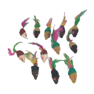 animallparadise - 24  souris en fourrure. jouet pour chat. multi couleur .