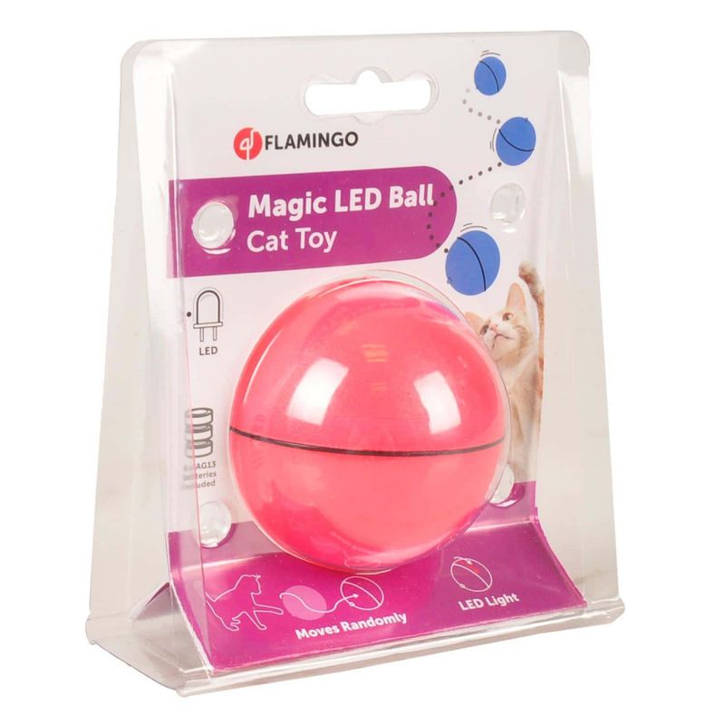 Flamingo - Balle led magic rose pour chat ø 6.5 cm