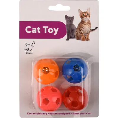 animallparadise - 4 balles à grelot pour chat ø 3.8 cm couleur multiple jou