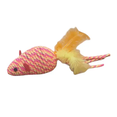 Souris BIBI orange 18 cm jeux pour chat.
