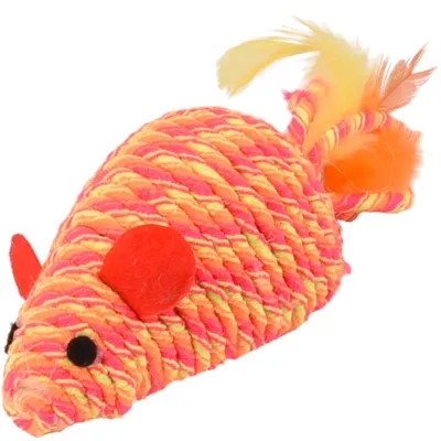 Souris BIBI orange 18 cm jeux pour chat.