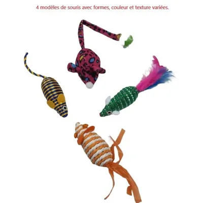 animallparadise - Un lot de 4 souris pour chat de formes et de couleurs dif