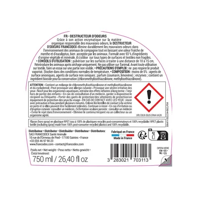 Destructeur d'odeur spray 750 ml  fraicheur menthe pour l'habitat