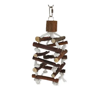 Tour d'échelle de corde, en bois d'écorce, 32cm, pour oiseaux.