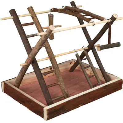 Plateau de jeux en bois, pour canaris et perruches.