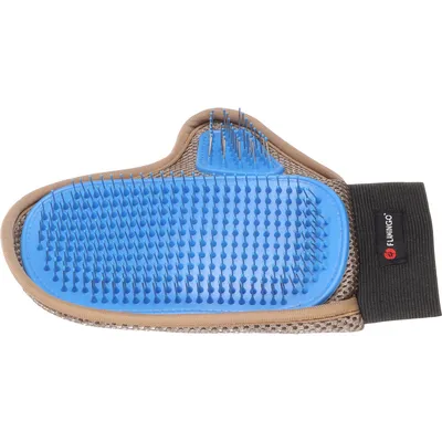 Gant de brossage avec picots métal taupe et  pour chien