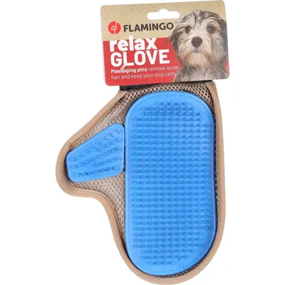 Gant de brossage avec picots métal taupe et  pour chien
