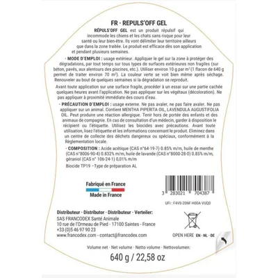 Francodex - Gel répulsif extérieur RÉPULS'OFF 640 g chat et chien