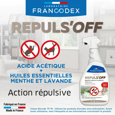 Francodex - Répulsif Intérieur et Extérieur 500 ml pour chats
