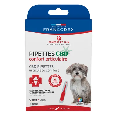 Francodex - 3 Pipettes C B D  Confort Articulaire pour chien de moins de 20