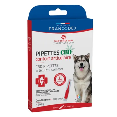 3 Pipettes C B D  Confort Articulaire pour chien de plus de 20 kg