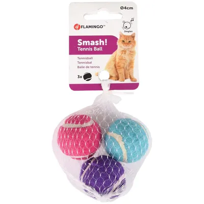 Flamingo - Jouet pour chat, 3 balles (forme de tennis) multicolore ø 4 cm