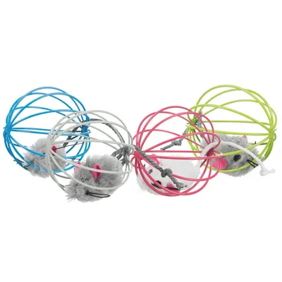 animallparadise - 4 Souris avec balle métal  ø 6 cm, Coloris: aléatoires