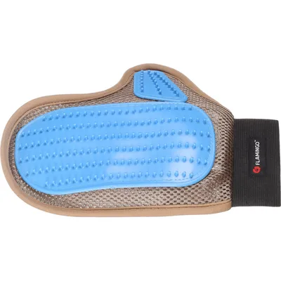 Flamingo - Gant de brossage picot plastique taupe et pour chien et chat
