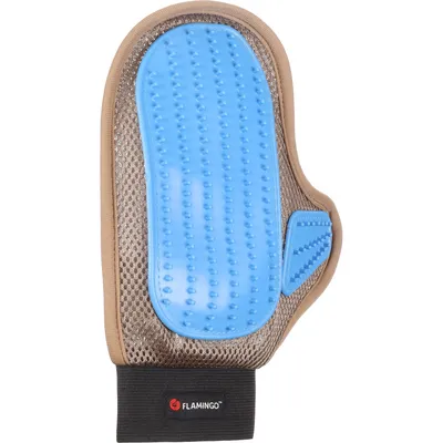 Flamingo - Gant de brossage picot plastique taupe et pour chien et chat