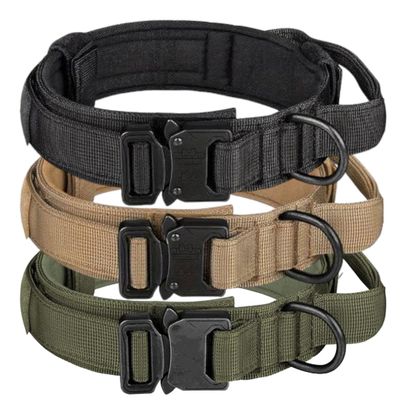 FranceCroquettes Collier tactique Kaki  pour chien