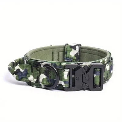 FranceCroquettes Collier tactique camouflage Vert  pour chien