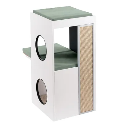 Ferplast Meuble en bois pour chats avec maisonnettes et BLANCO