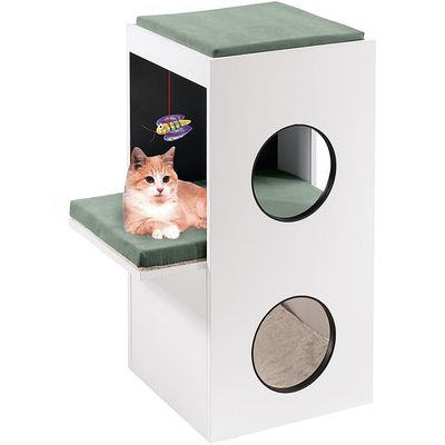 Ferplast Meuble en bois pour chats avec maisonnettes et BLANCO